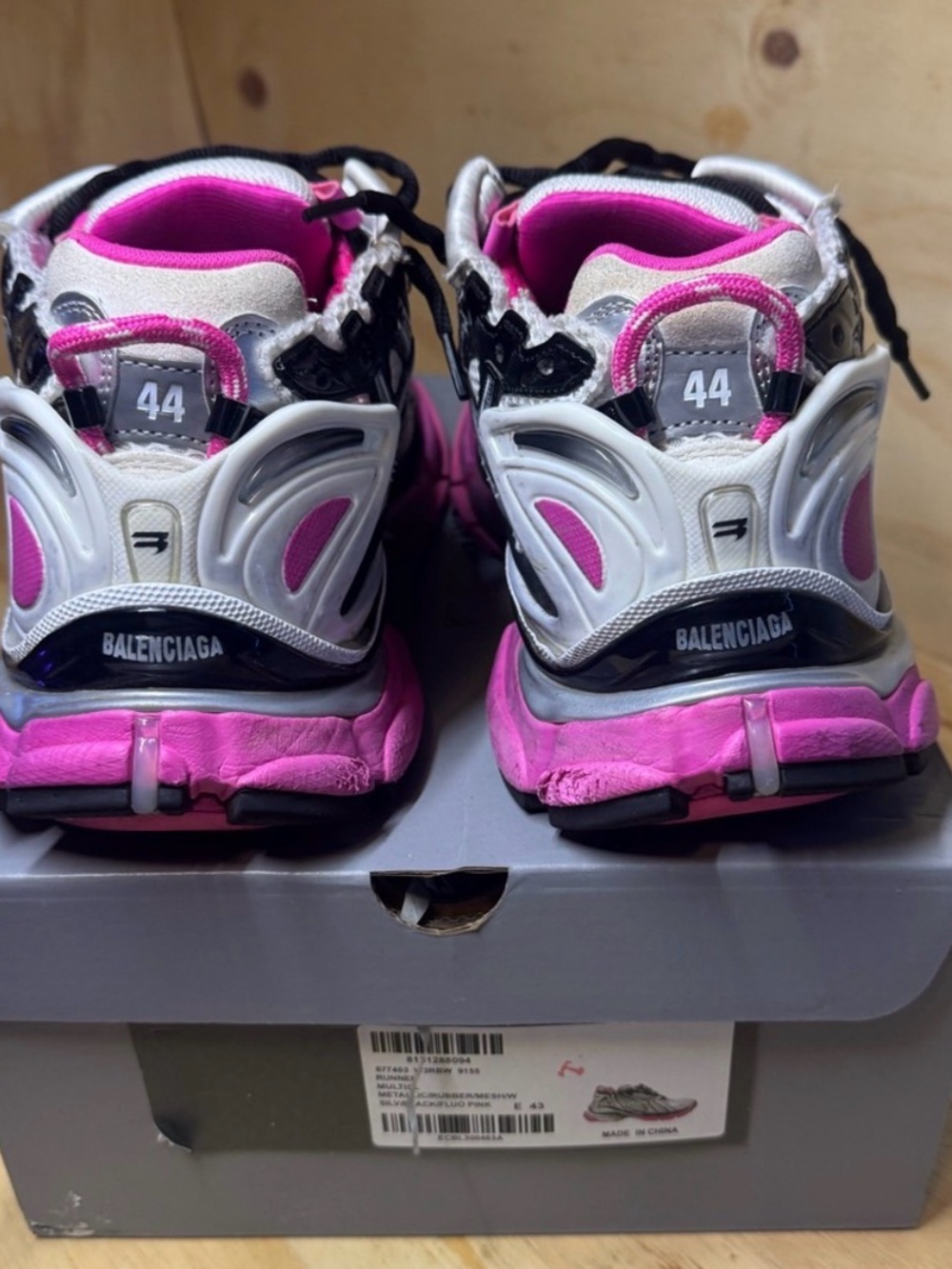 Balenciaga White, Pink & Black Track-Style Sneakers - Picture 2 of 5